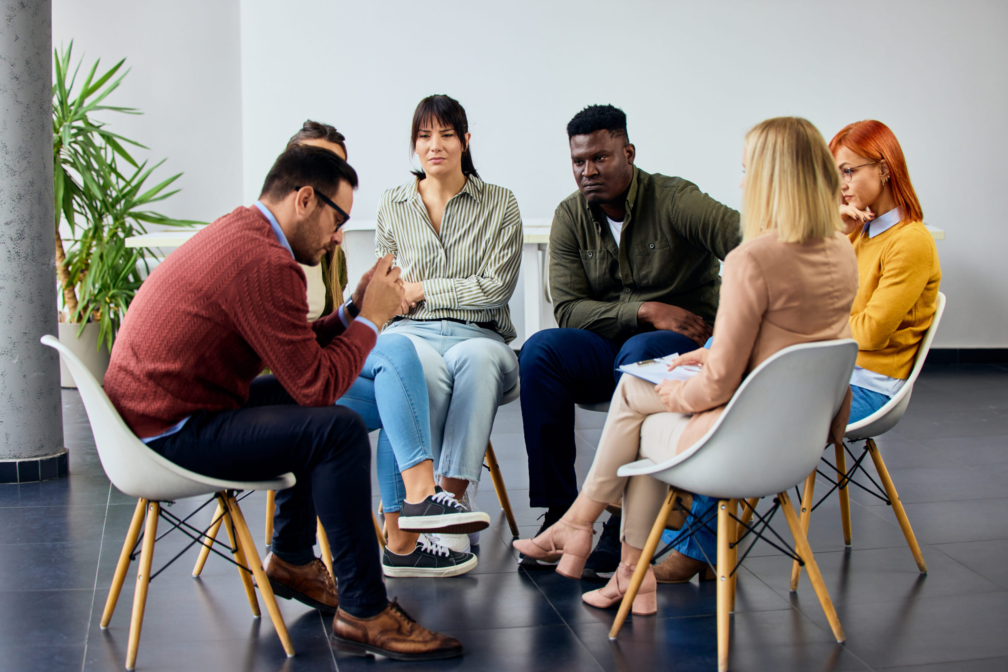 Diverse group having a conversation