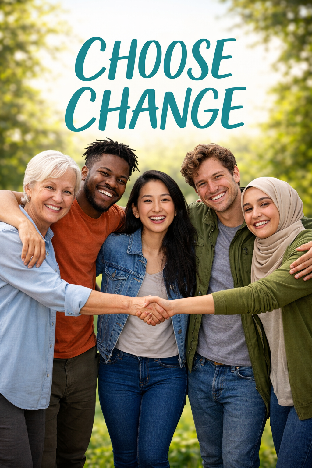 Friends united for change outdoors