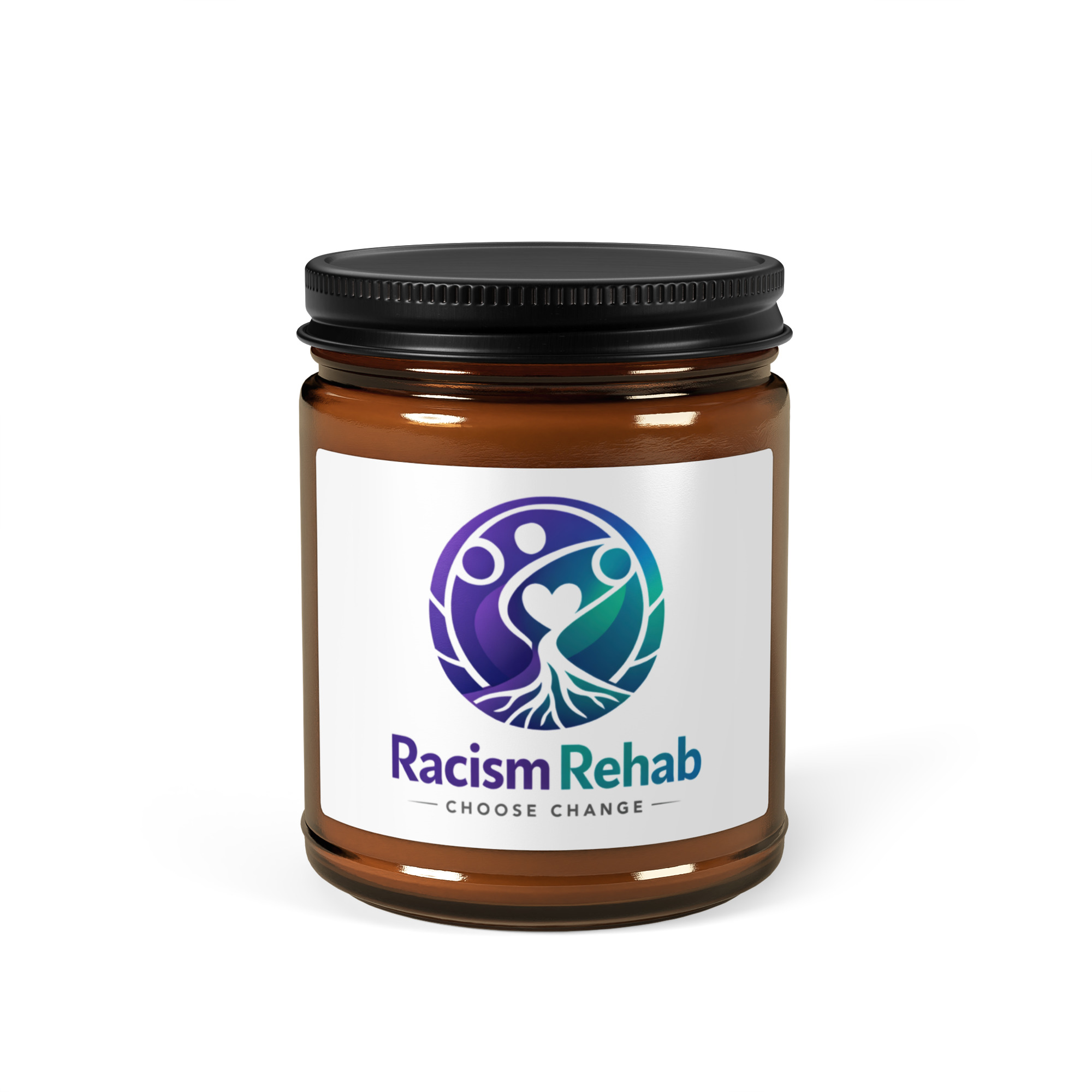 Amber glass jar labeled Racism Rehab