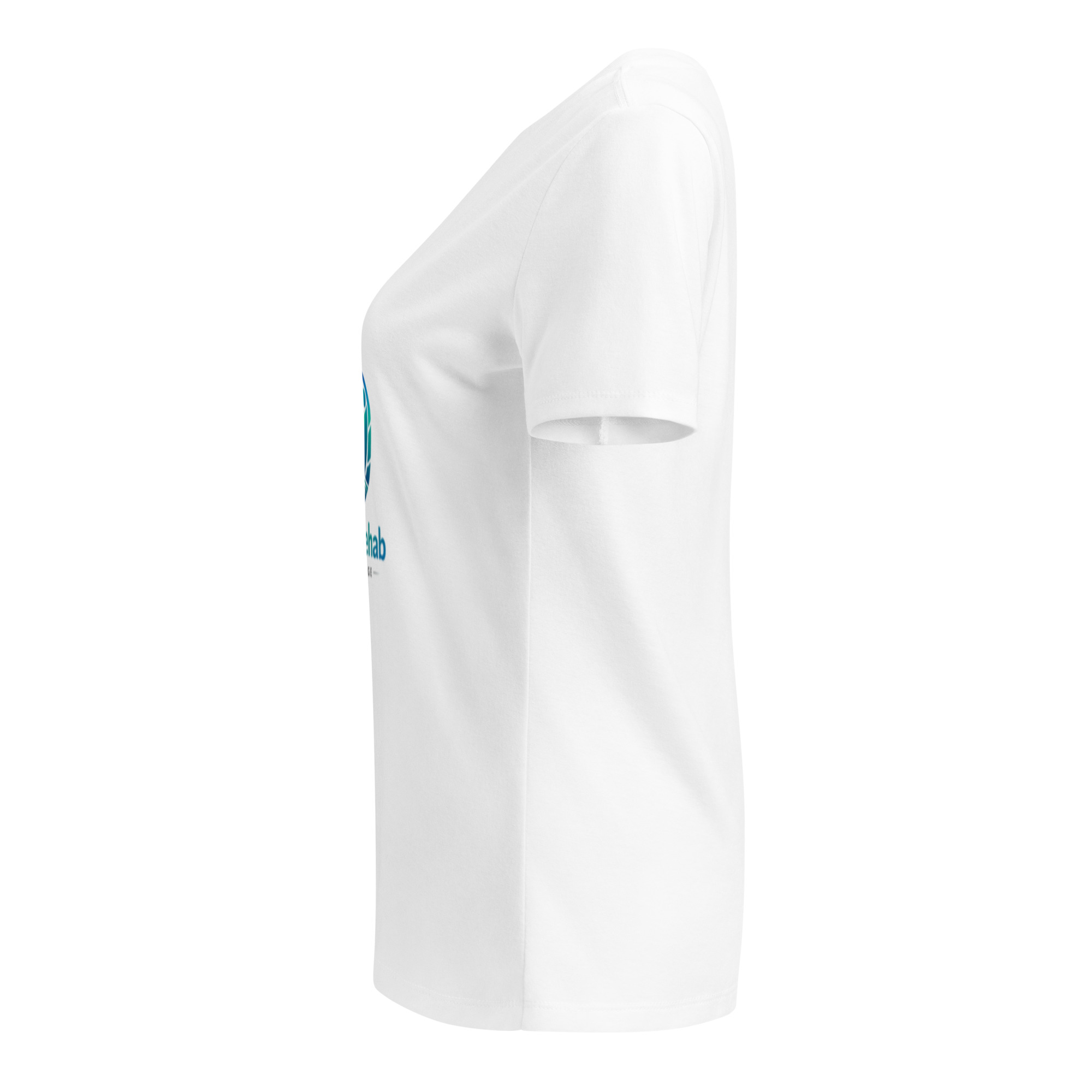 Side view of white women's t-shirt